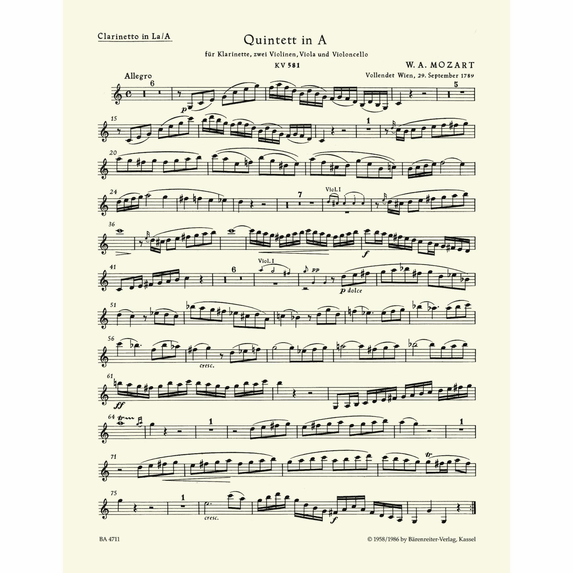 Sample: Clarinet (Pg. 1)