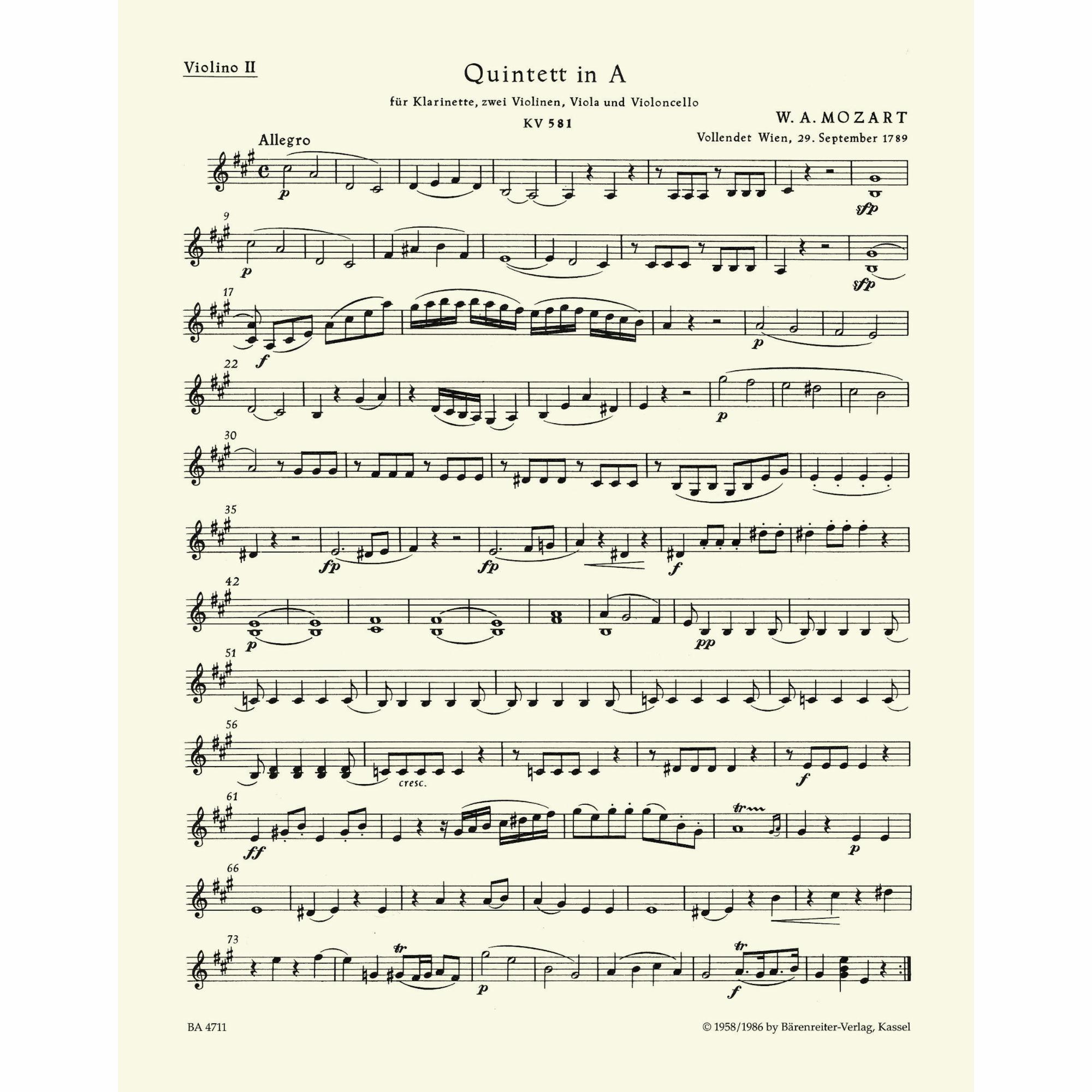 Sample: Violin II (Pg. 1)