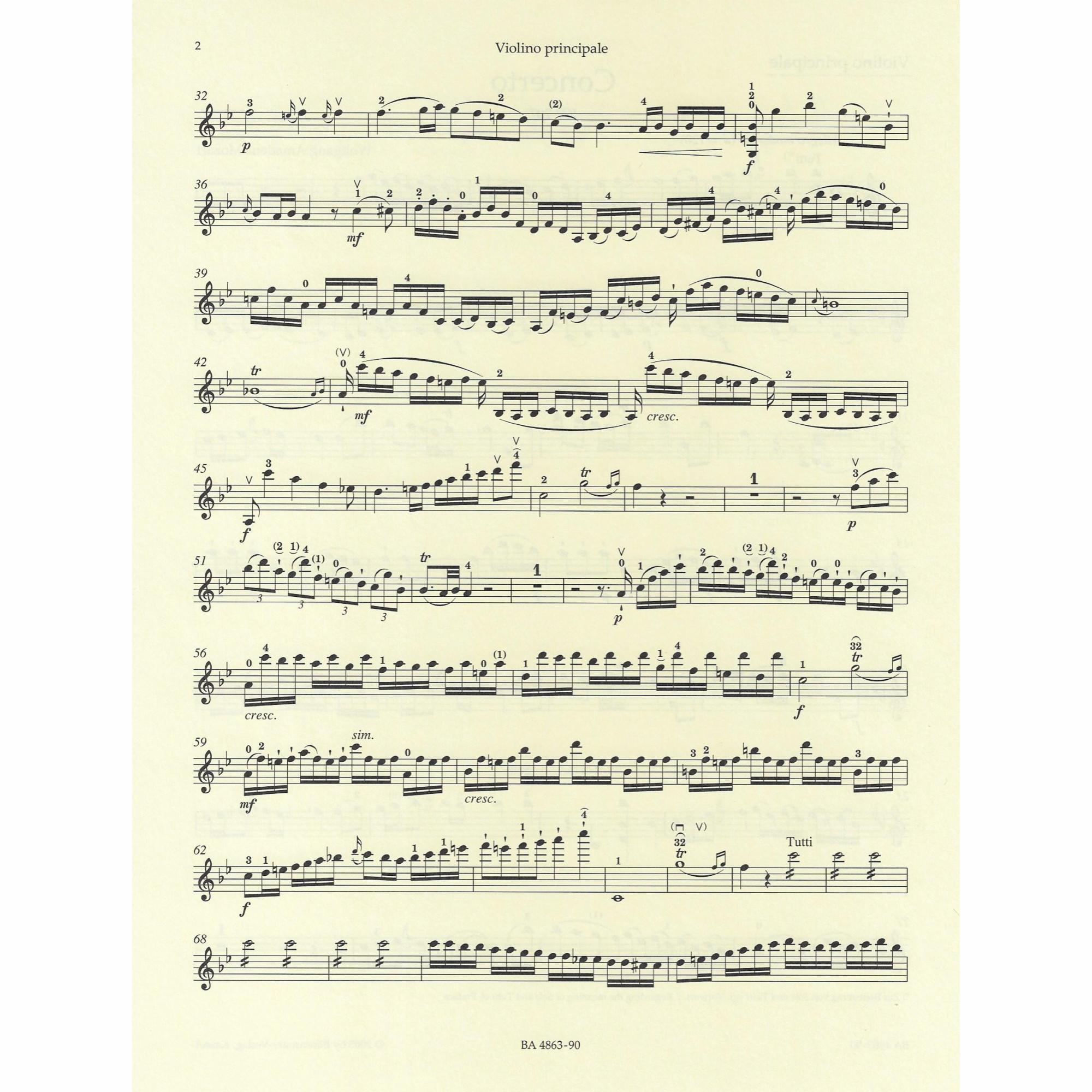 Sample: Marked Violin Part