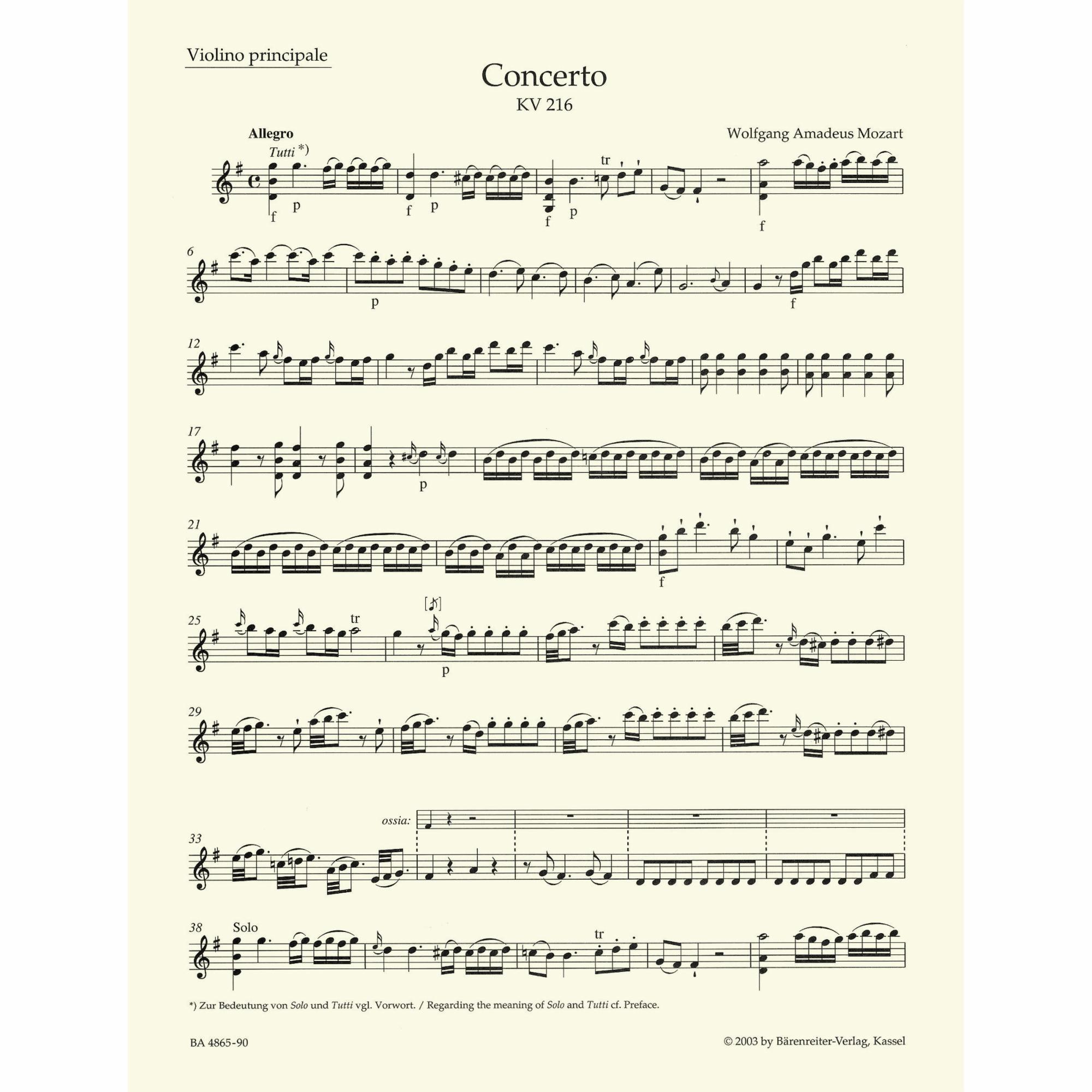 Sample: Urtext Violin Part