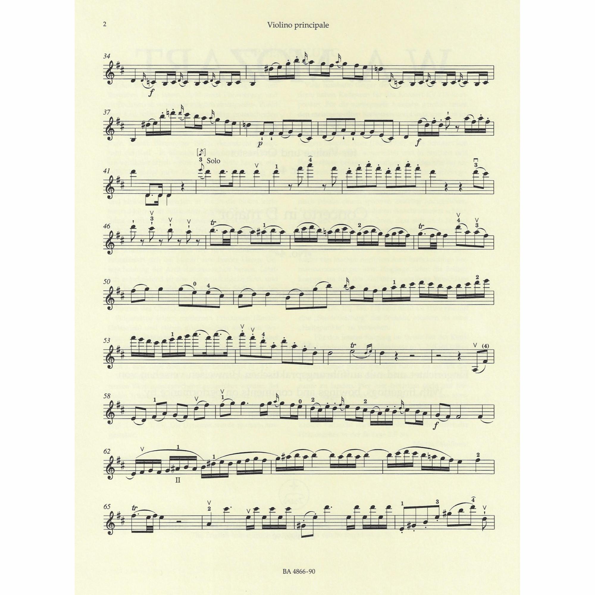 Sample: Marked Violin Part