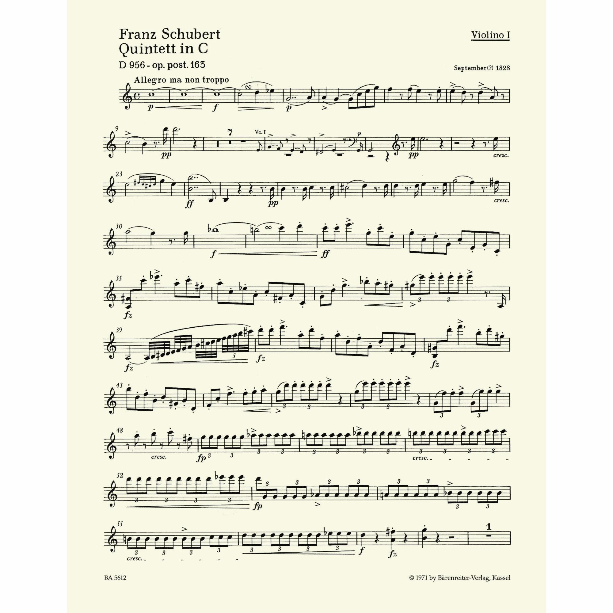 Sample: Violin I (Pg. 1)