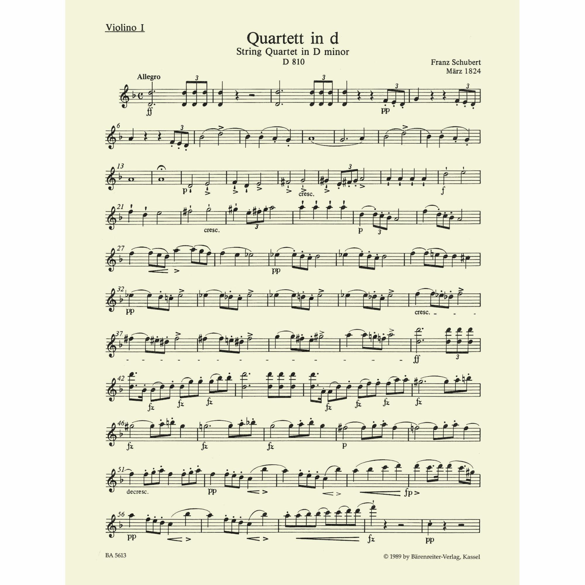 Sample: Violin I (Pg. 1)