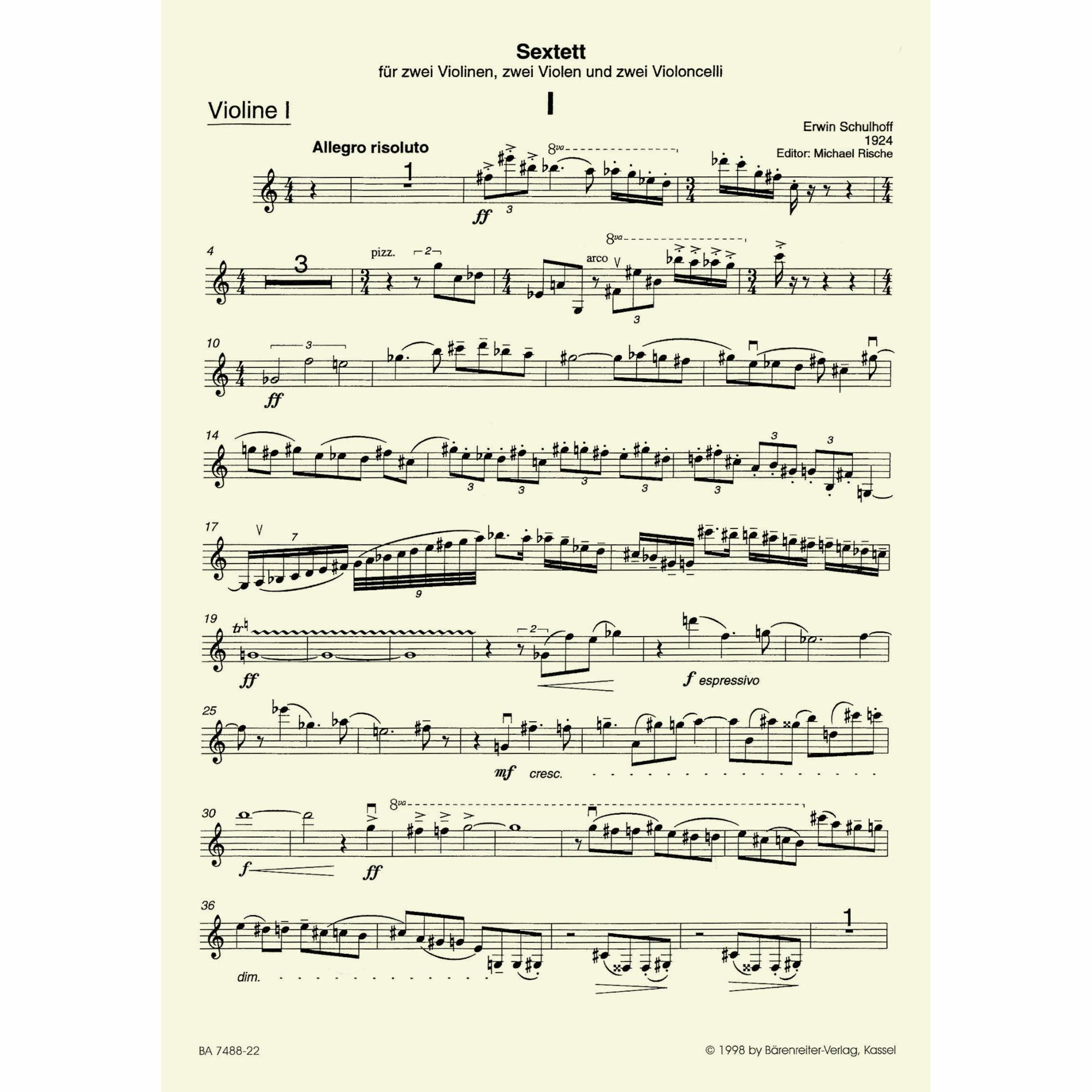 Sample: Violin I (Pg. 1)