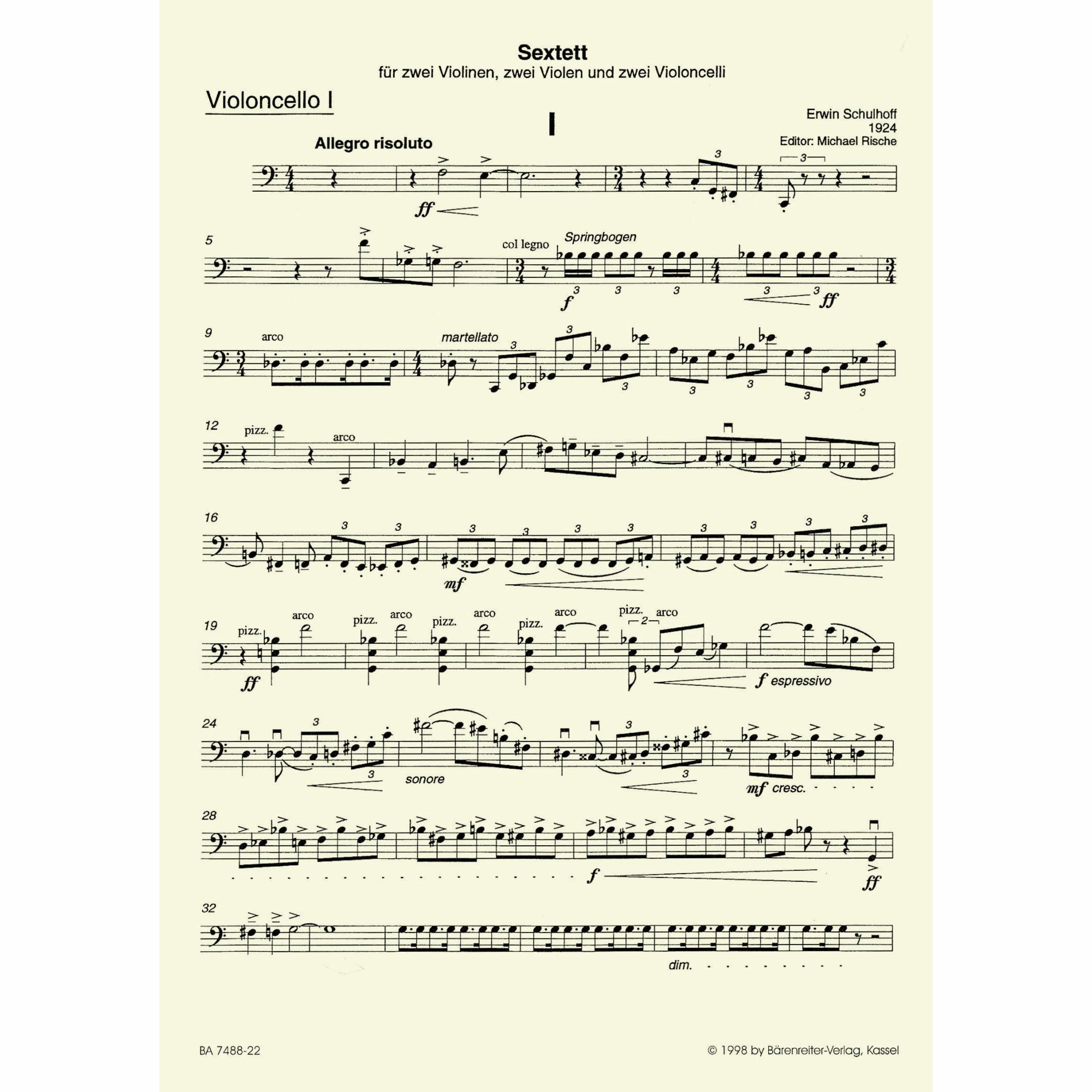 Sample: Cello I (Pg. 1)