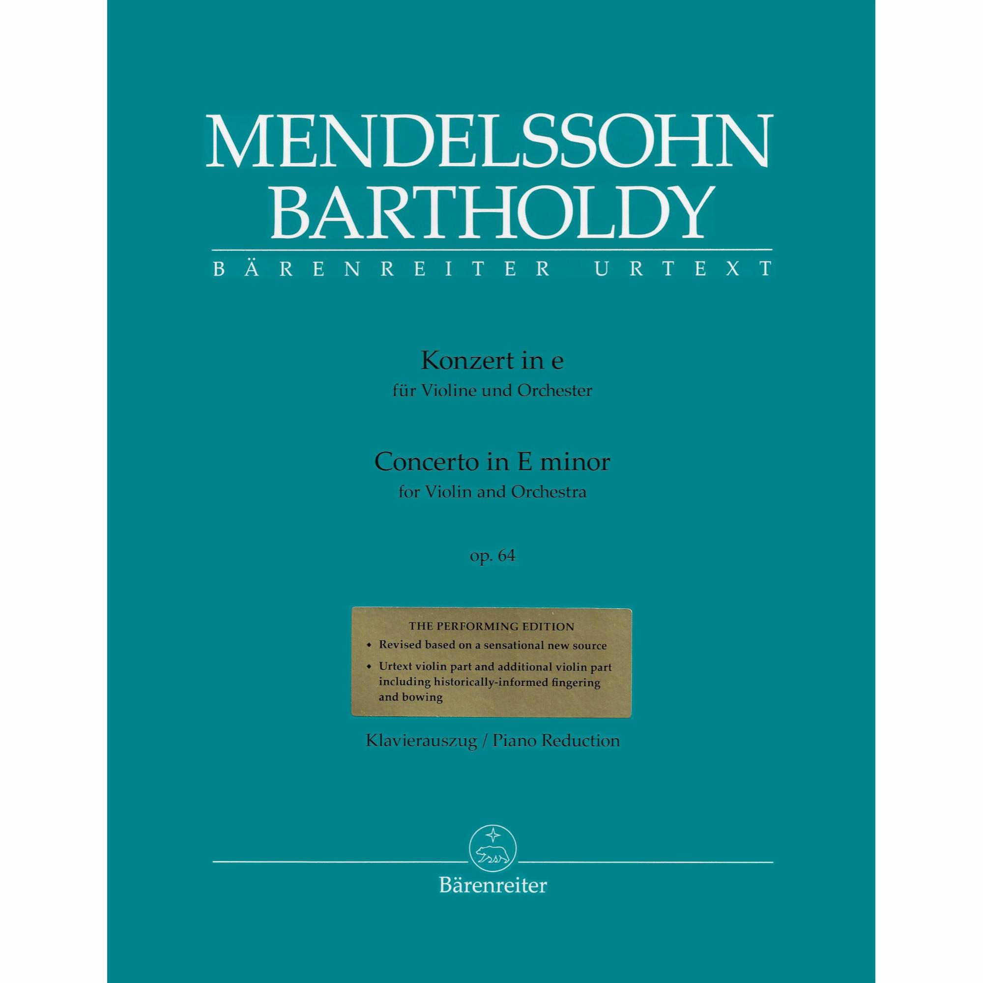 Mendelssohn -- Concerto in E Minor, Op. 64 for Violin and Piano