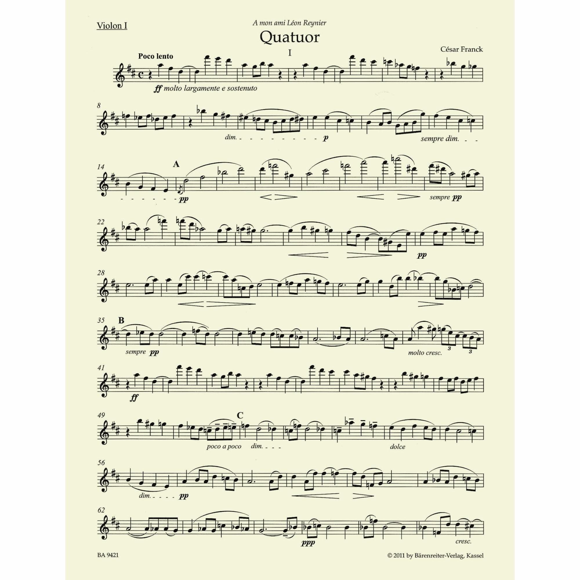 Sample: Violin I (Pg. 1)