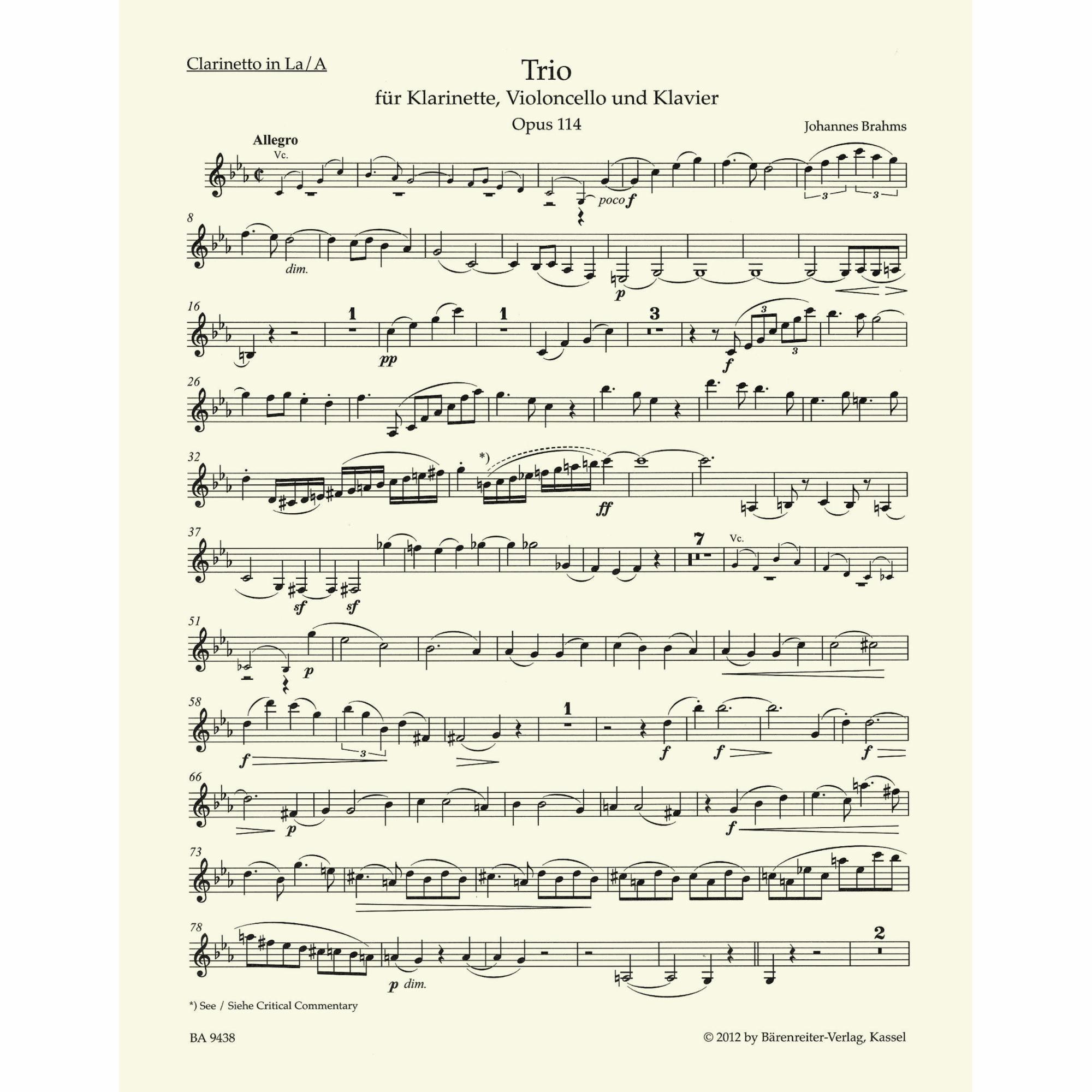 Sample: Clarinet (Pg. 1)