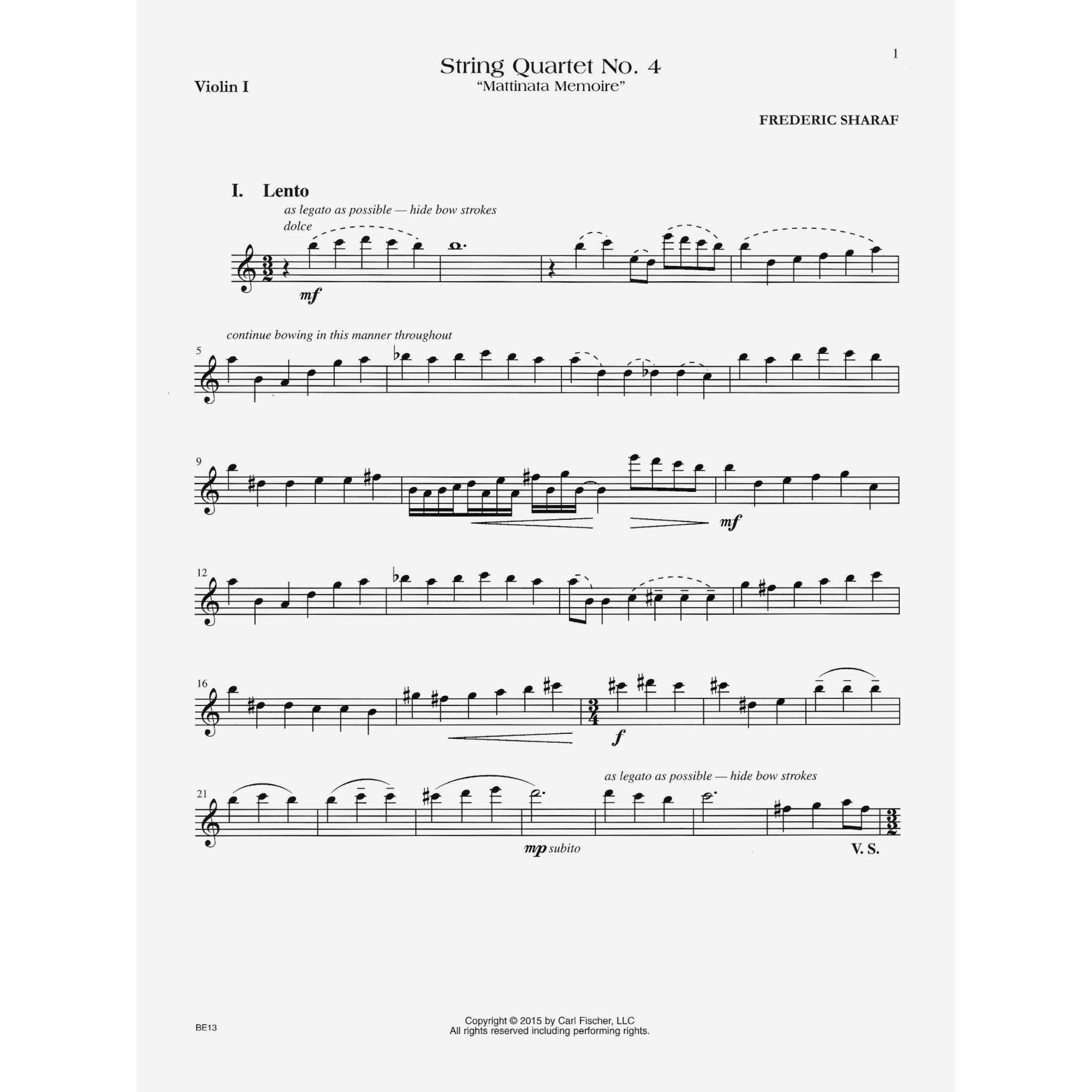 Sample: Violin I (Pg. 1)