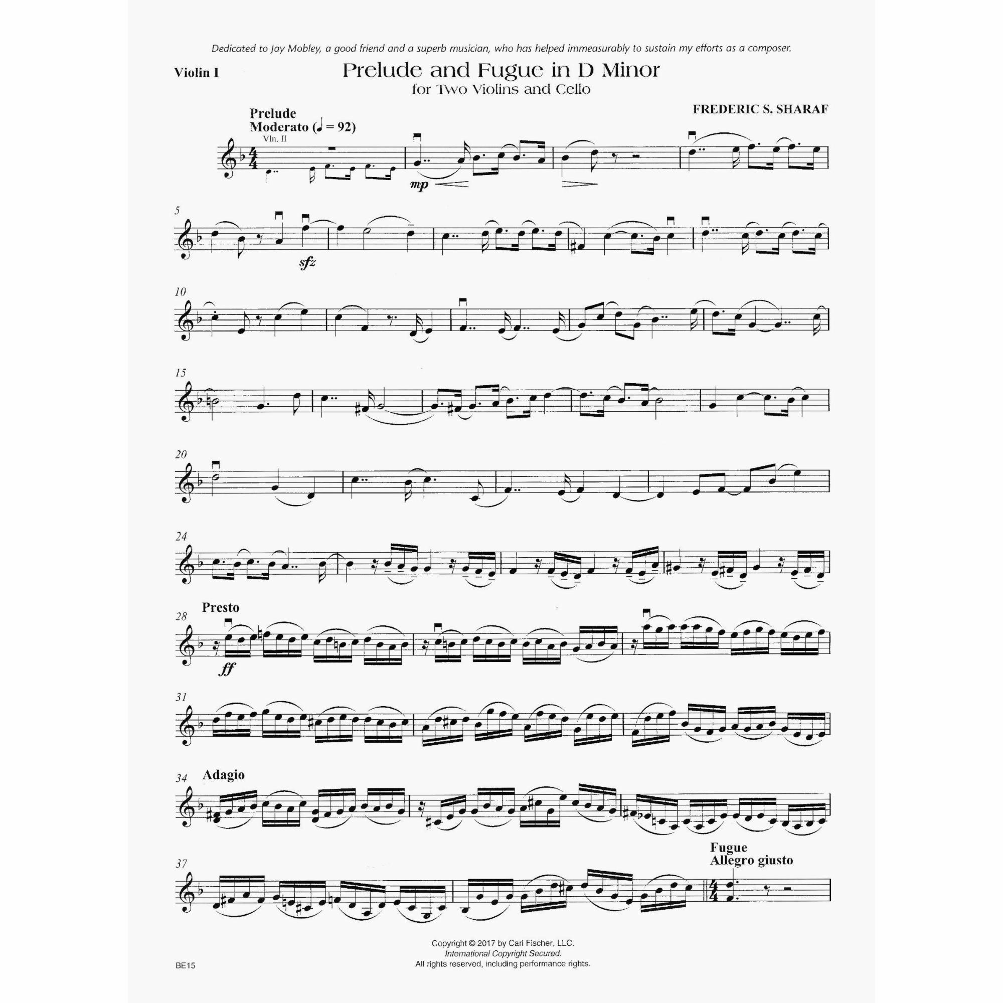 Sample: Violin I (Pg. 1)