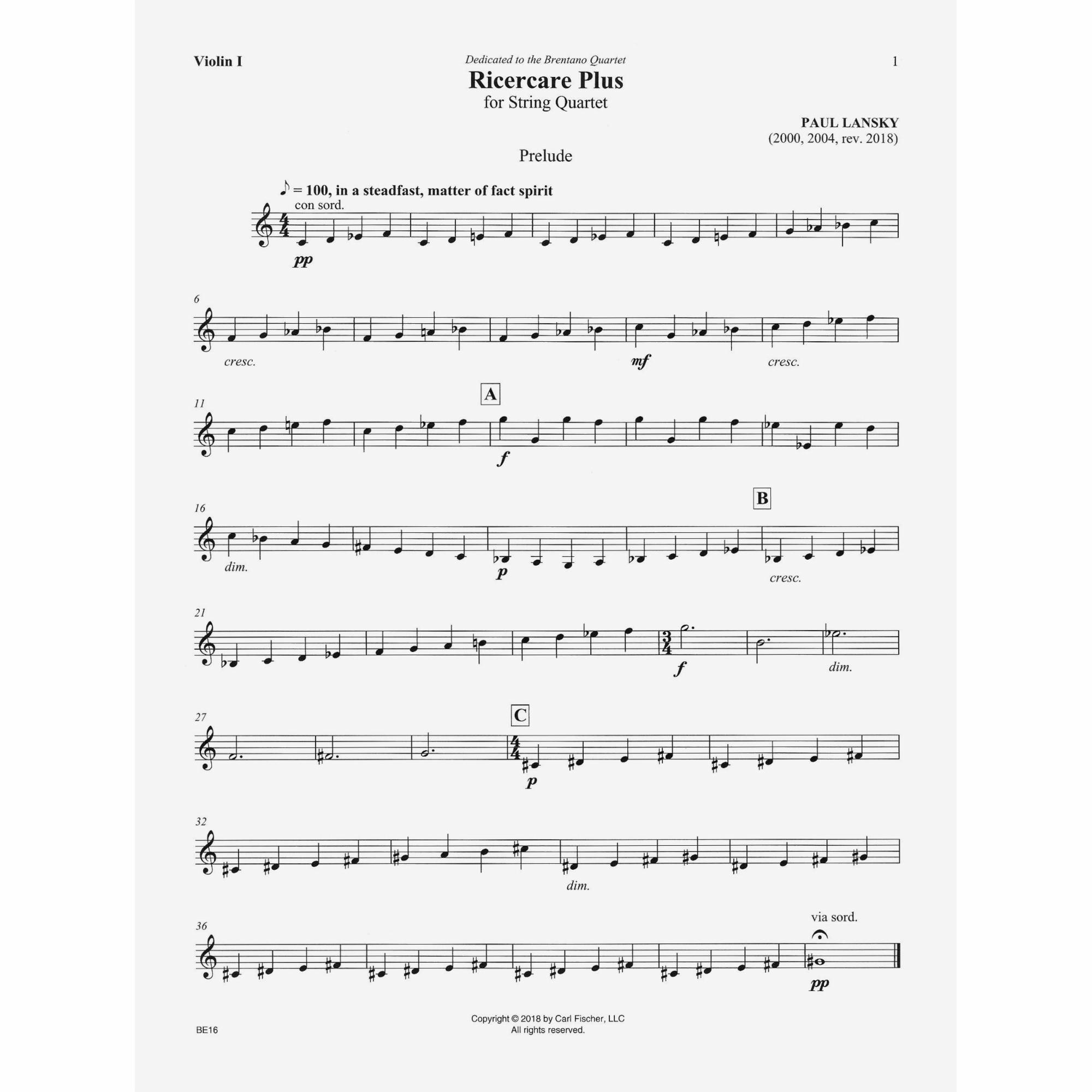 Sample: Violin I (Pg. 1)