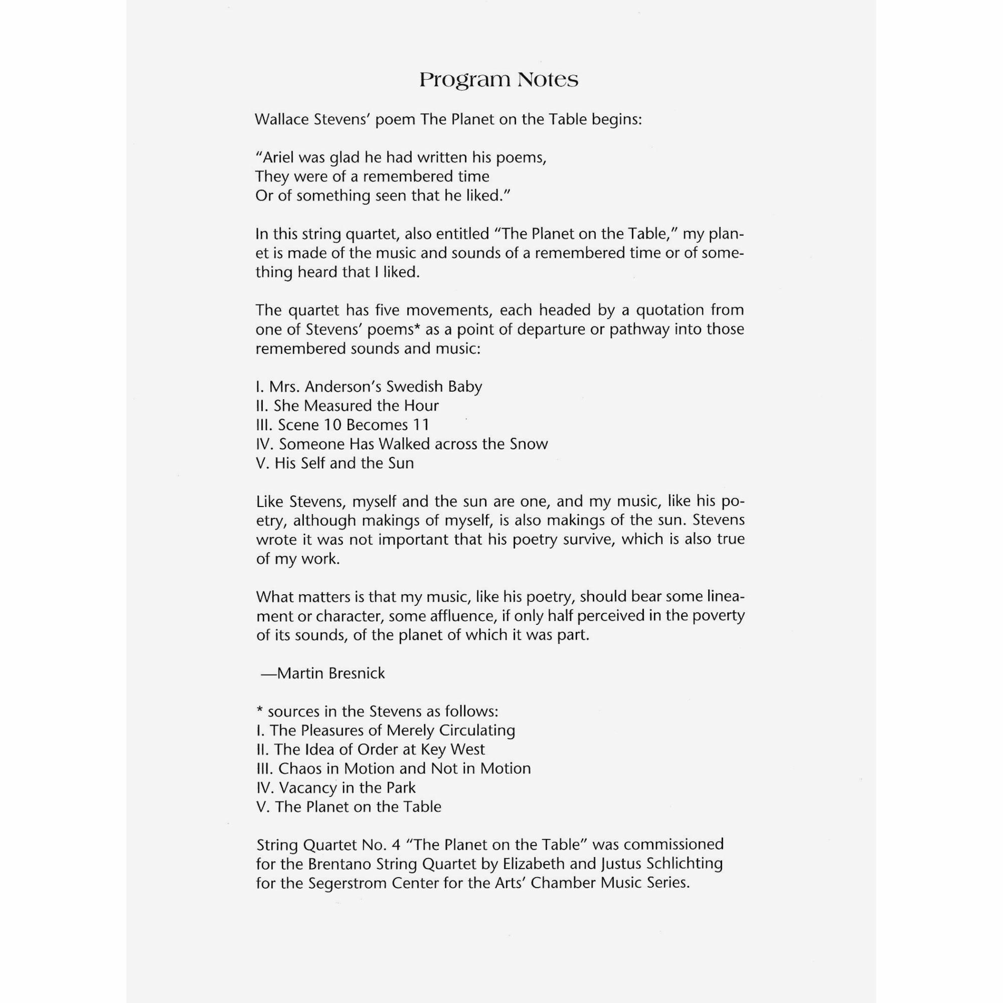 Sample: Program Notes