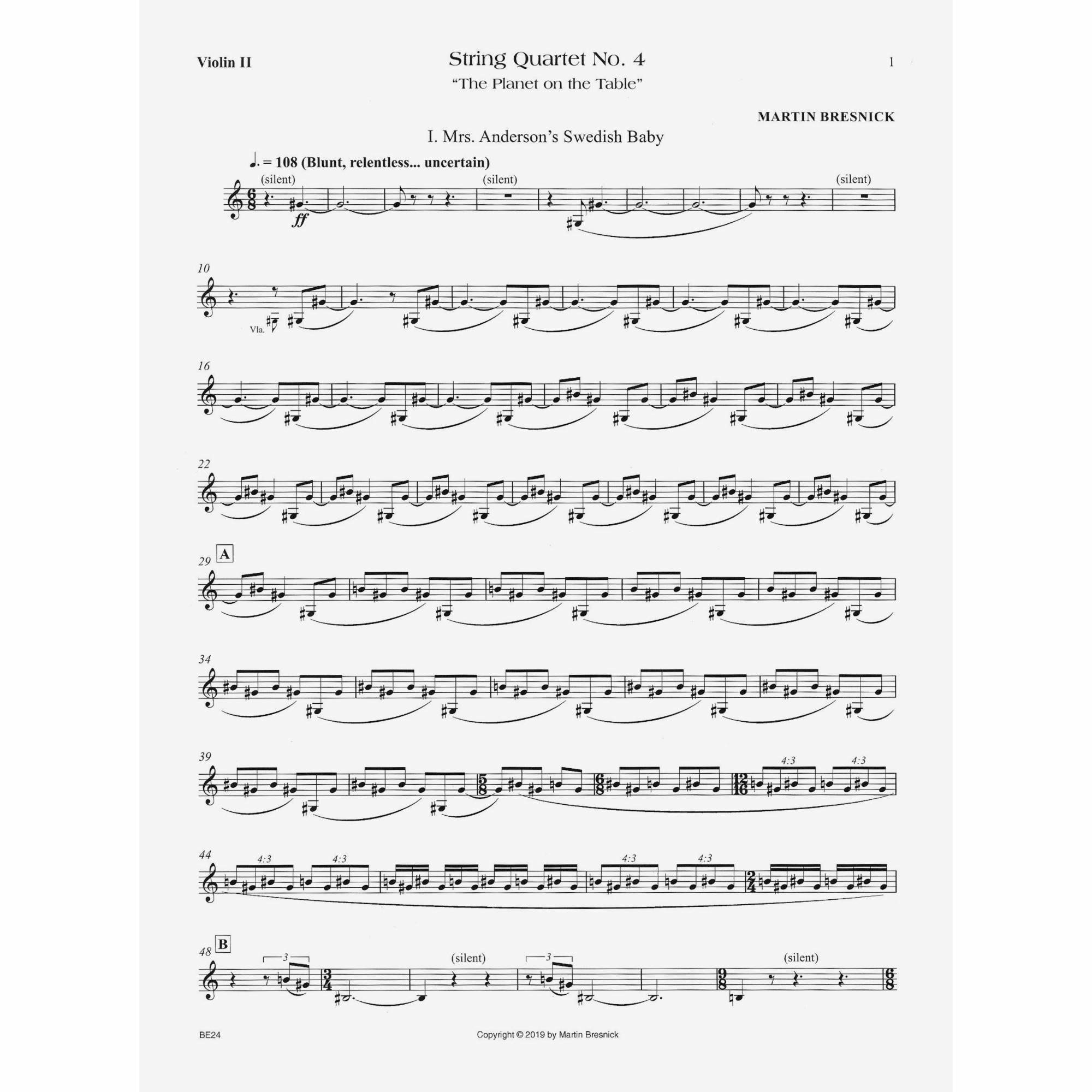 Sample: Violin II (Pg. 1)