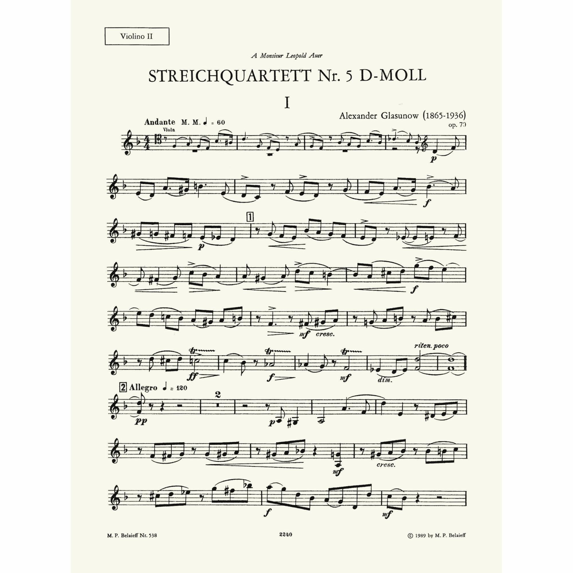 Sample: Violin II (Pg. 1)