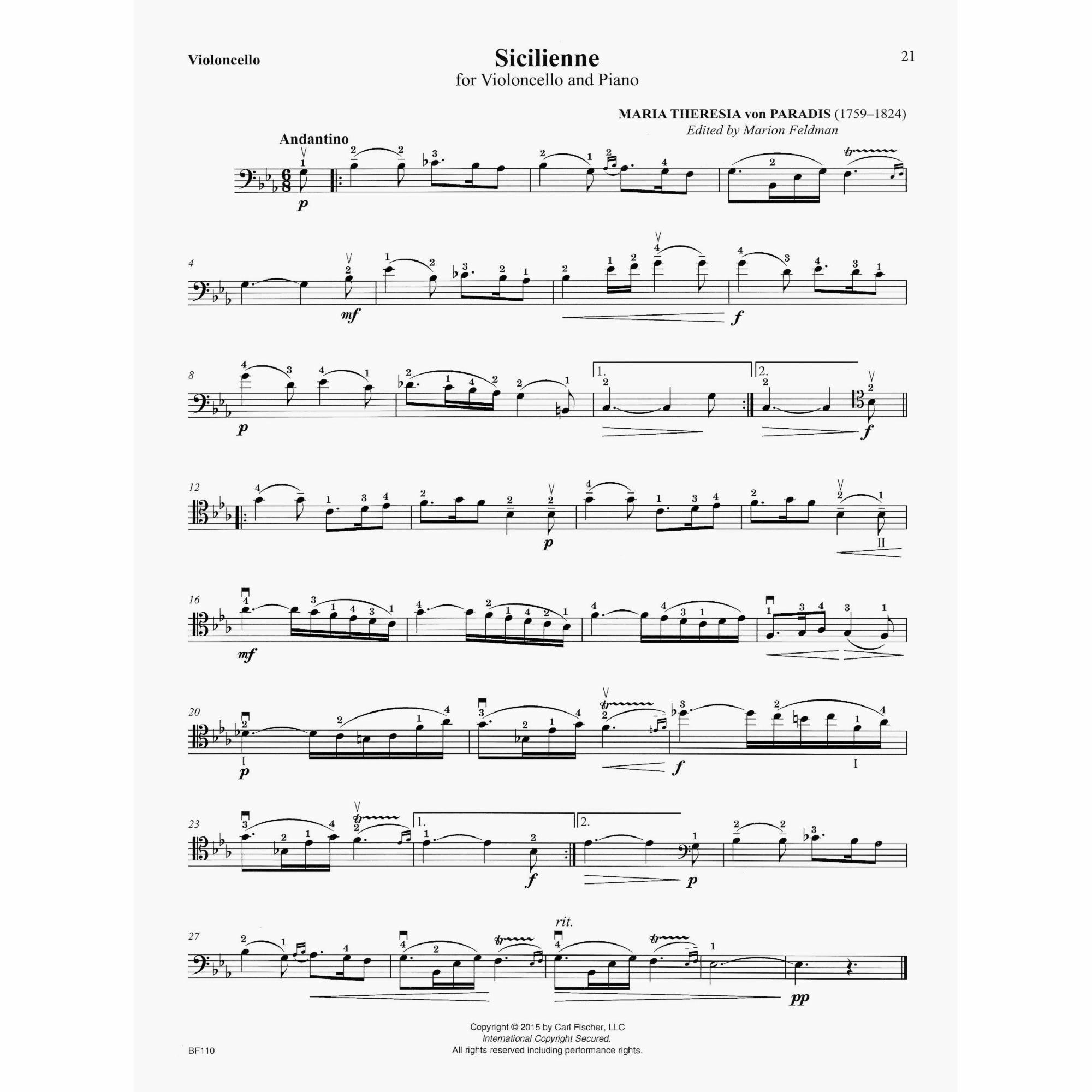 Sample: Cello (Pg. 21)