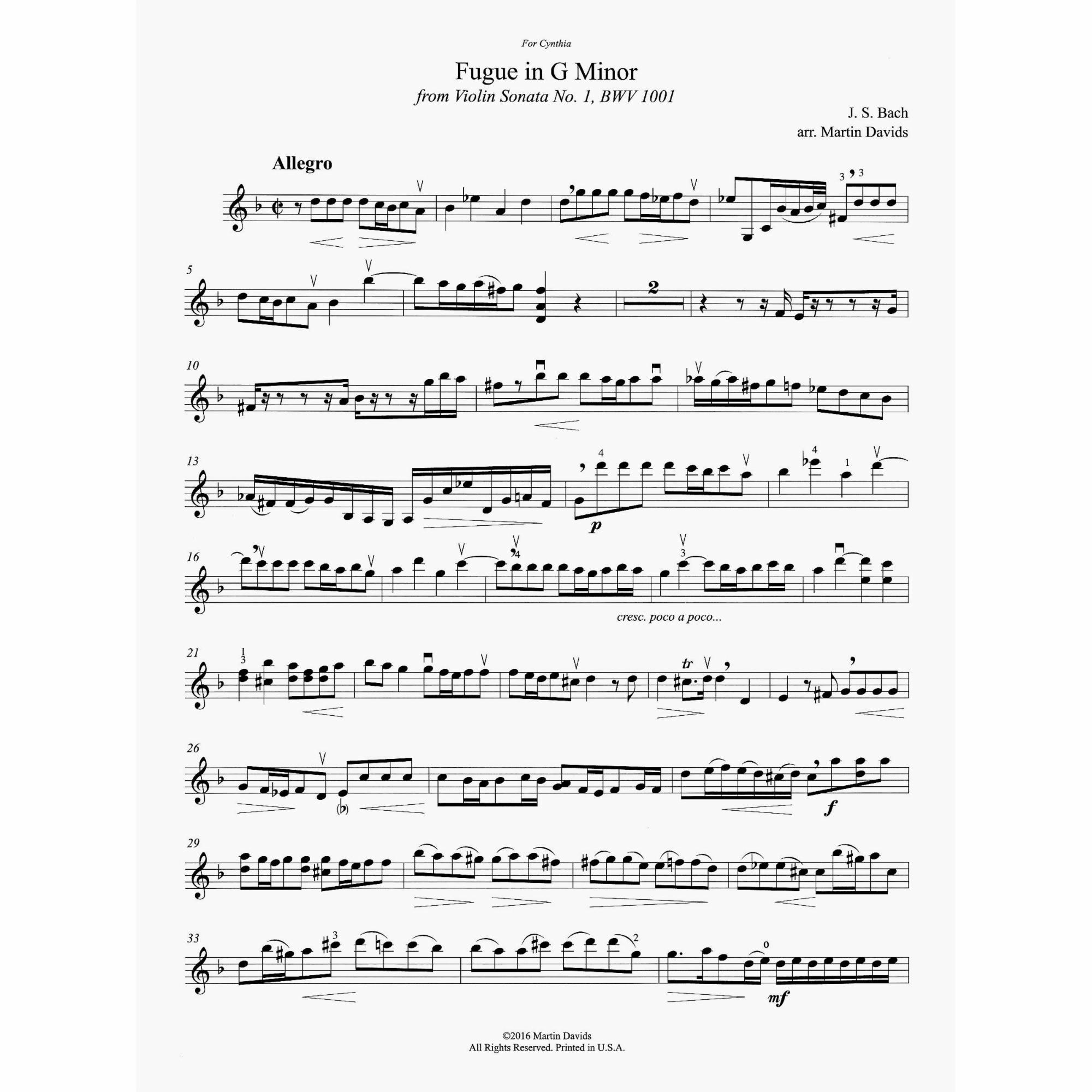 Sample: Violin I Part