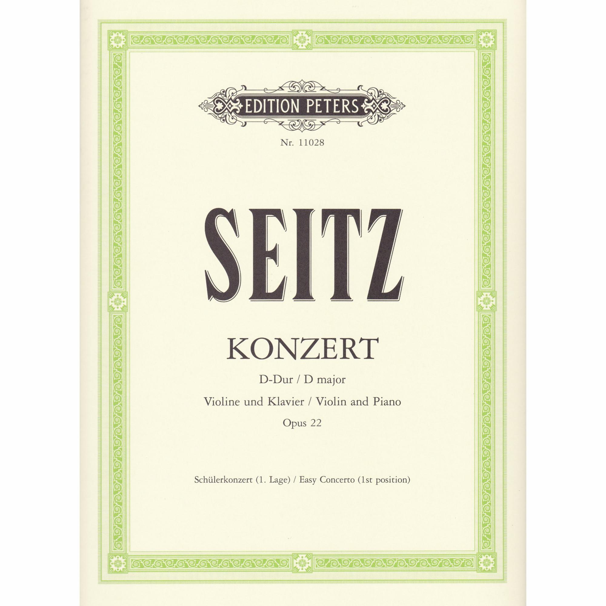 Seitz -- Student's Concerto in D Major, Op. 22 for Violin and Piano