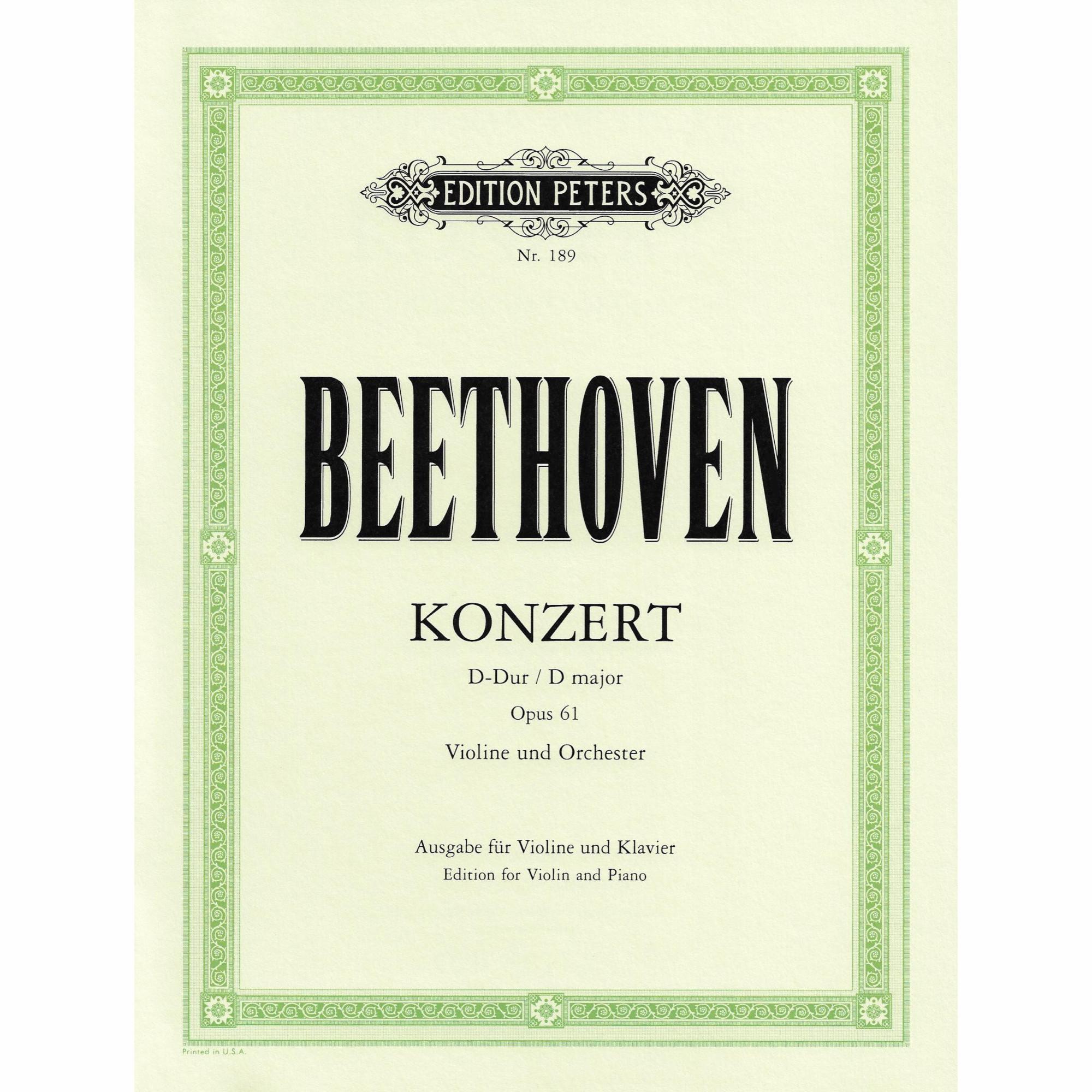 Beethoven -- Concerto in D Major, Op. 61 for Violin and Piano