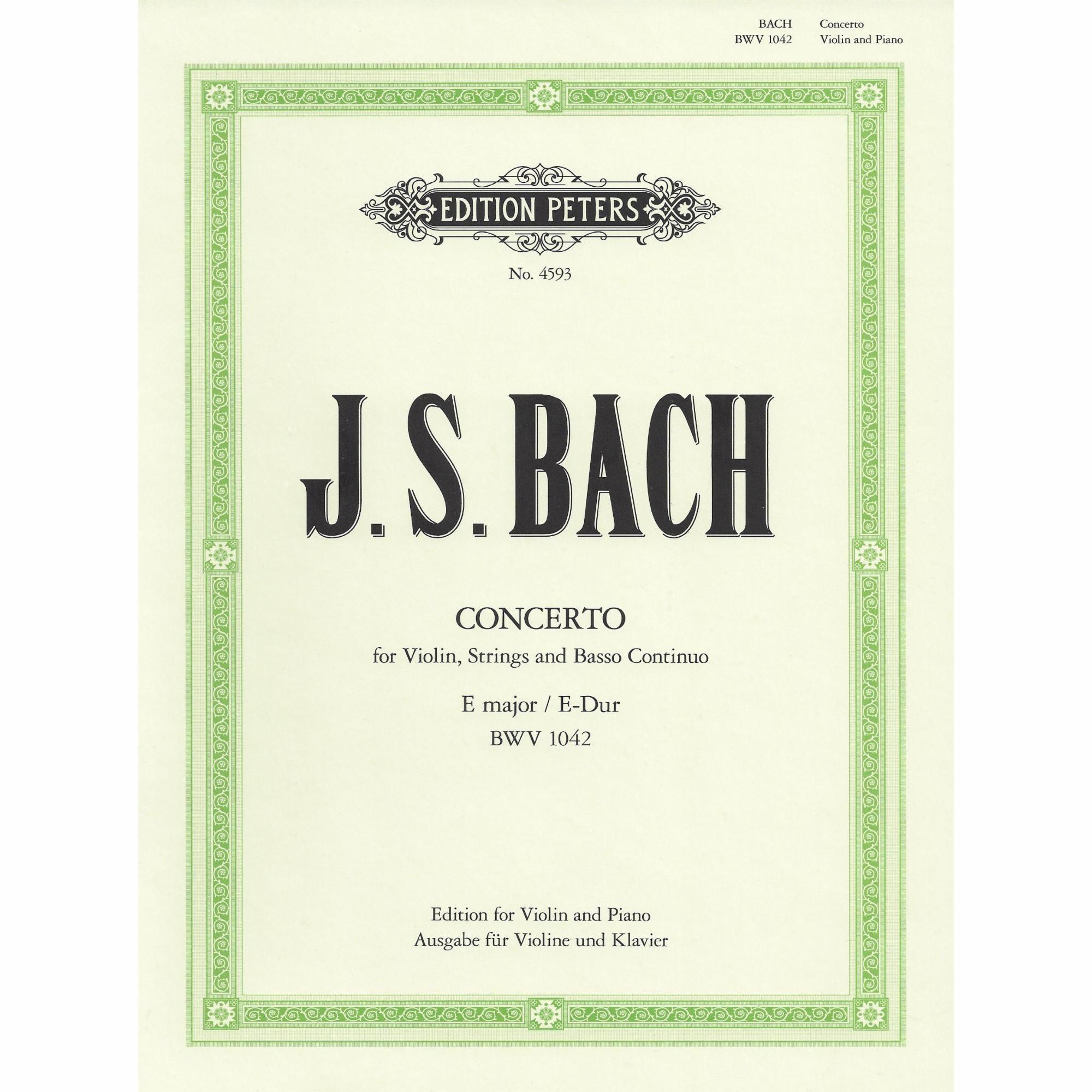 Bach -- Concerto in E Major, BWV 1042 for Violin and Piano