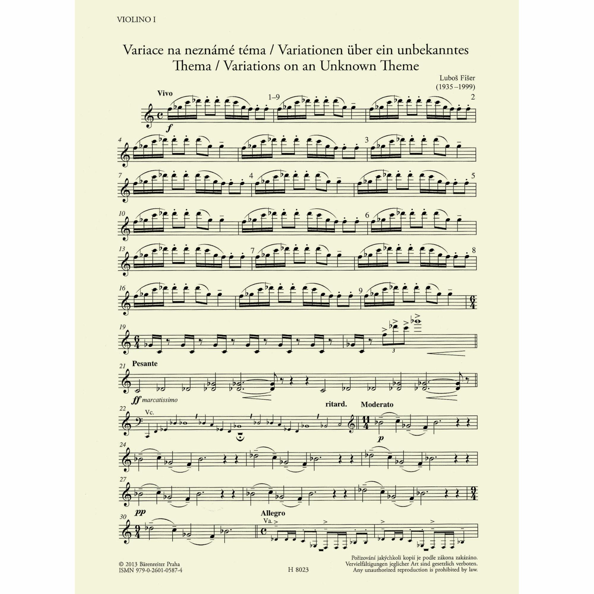 Sample: Violin I (Pg. 2)