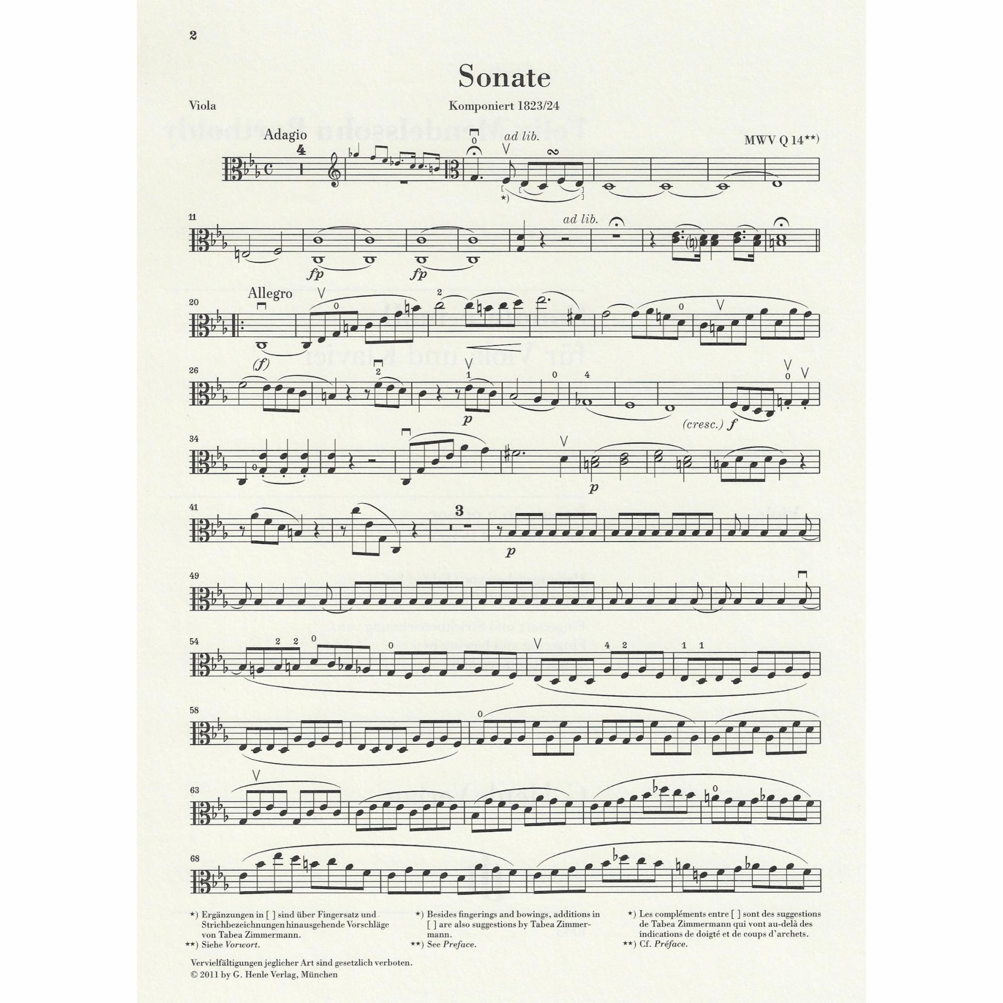 Sample: Marked Viola Part