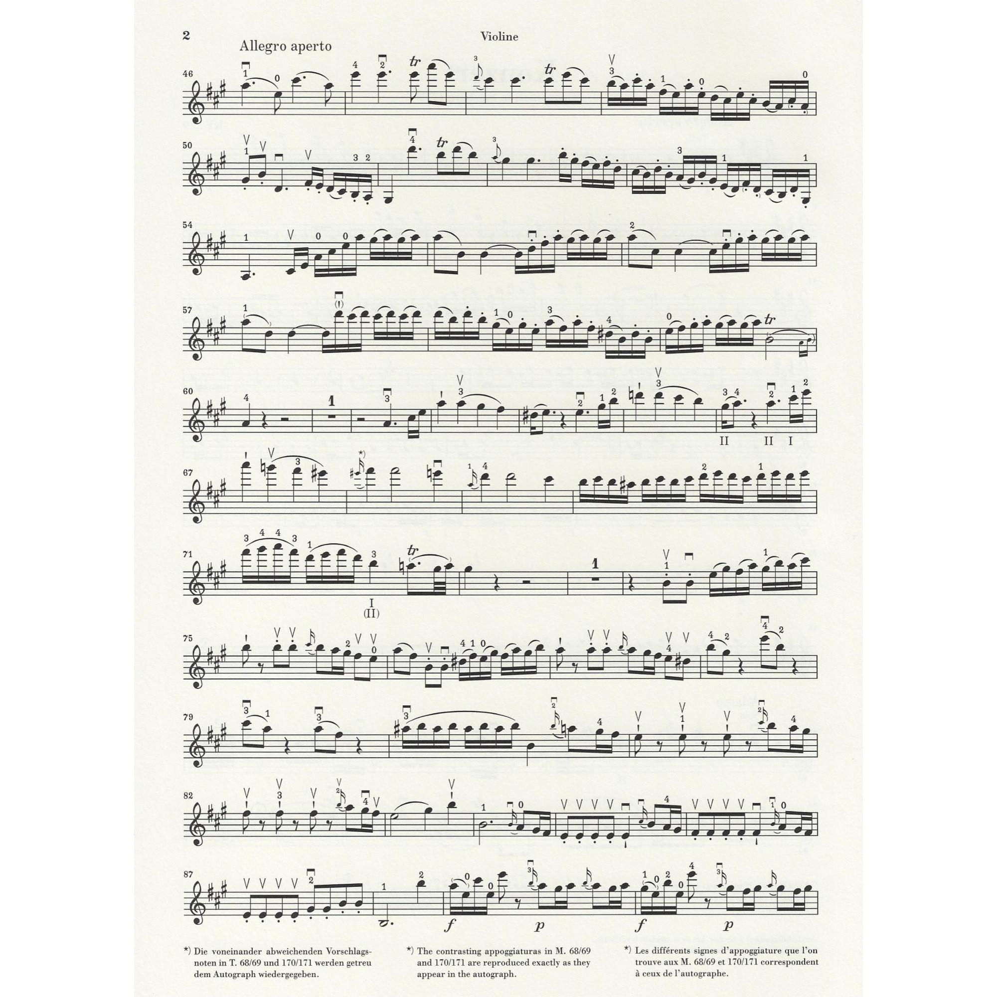 Sample: Marked Violin Part