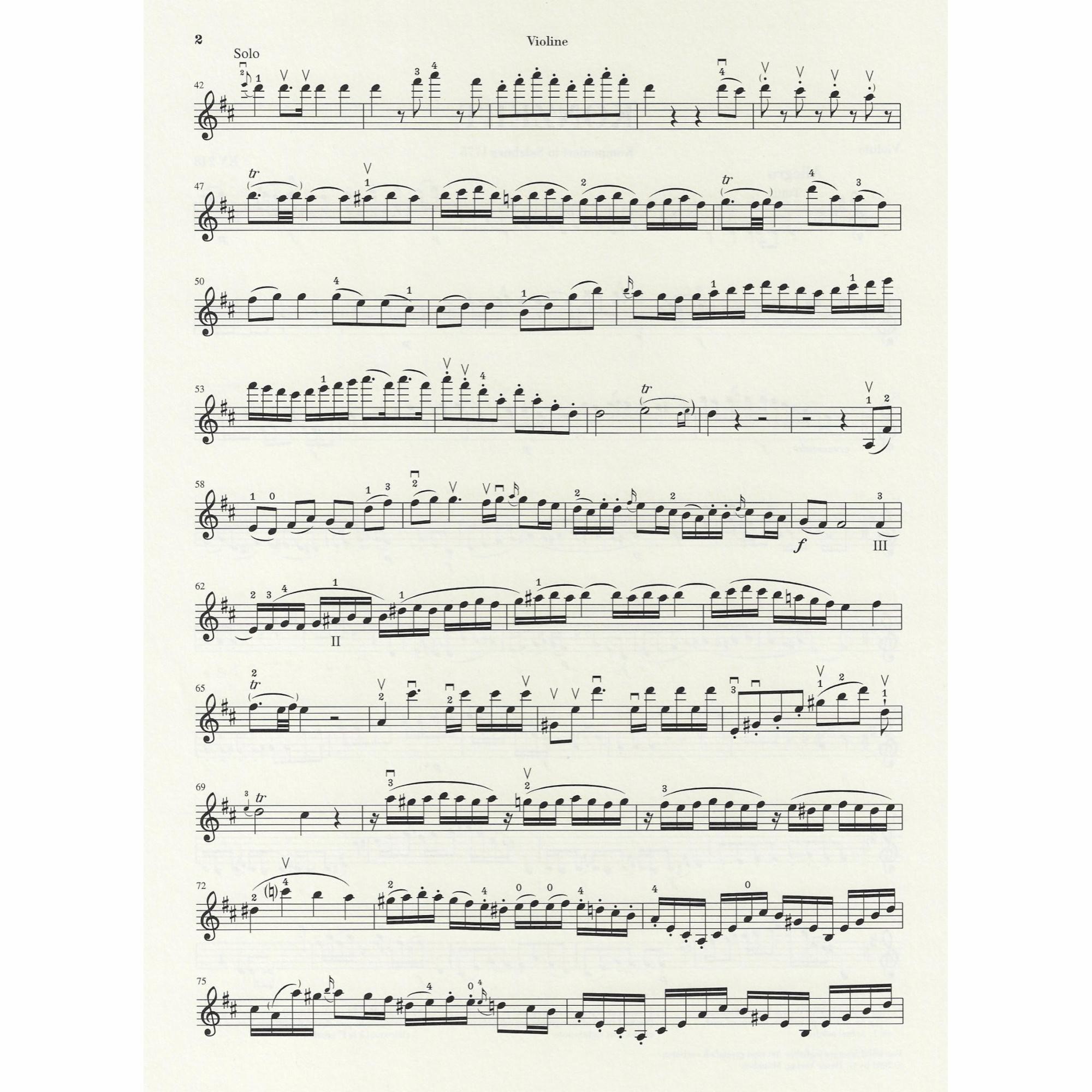 Sample: Marked Violin Part