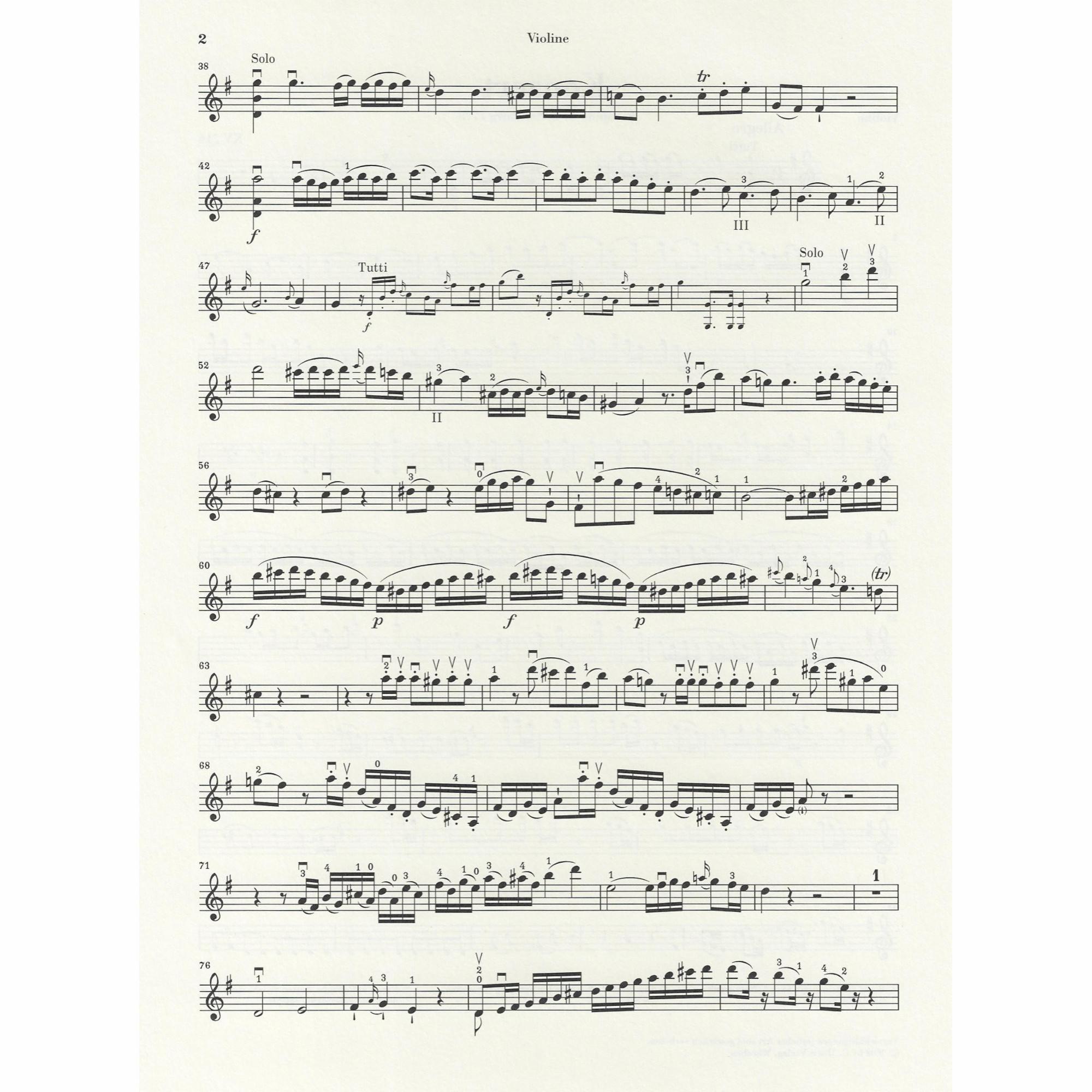 Sample: Marked Violin Part