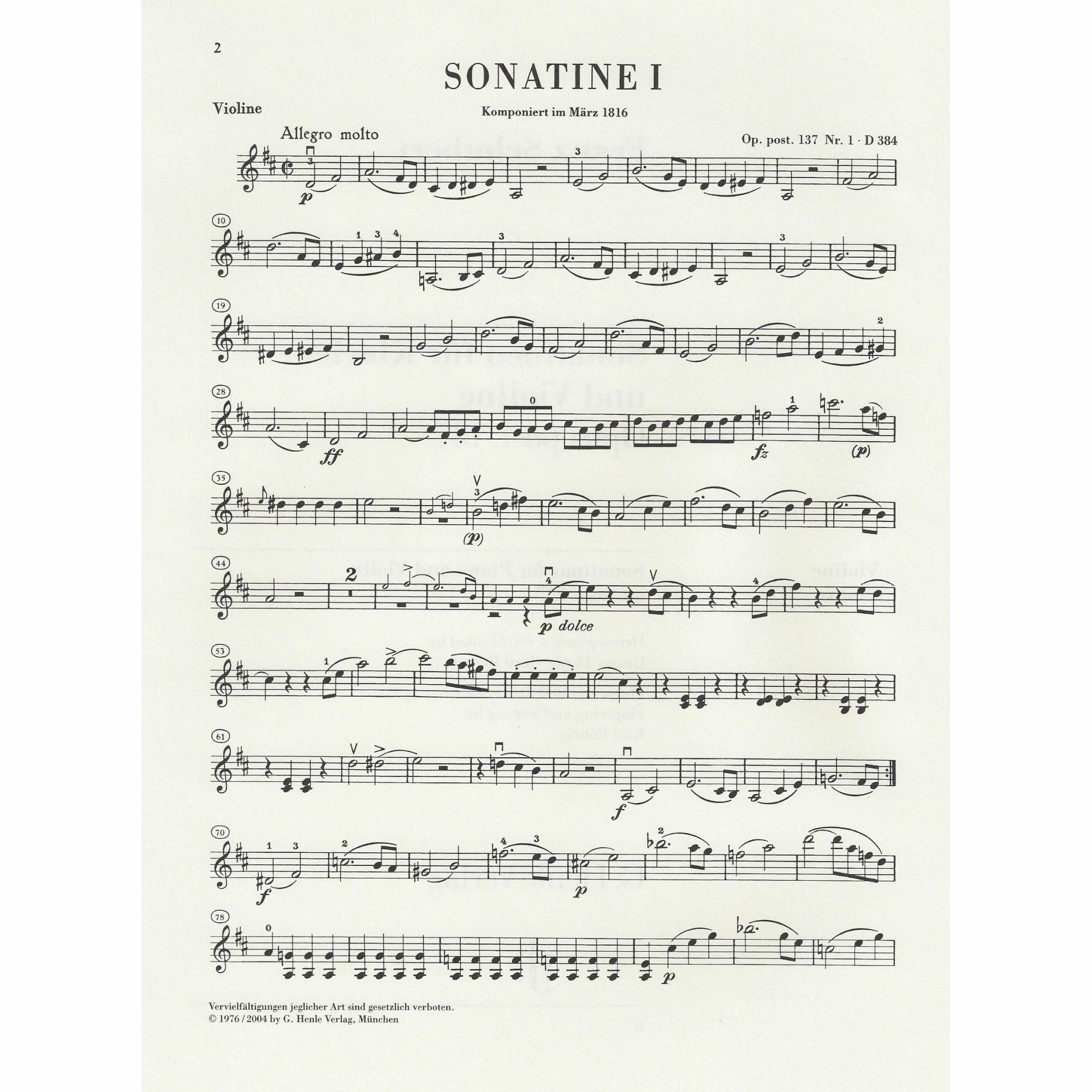 Sample: Marked Violin Part (No. 1)