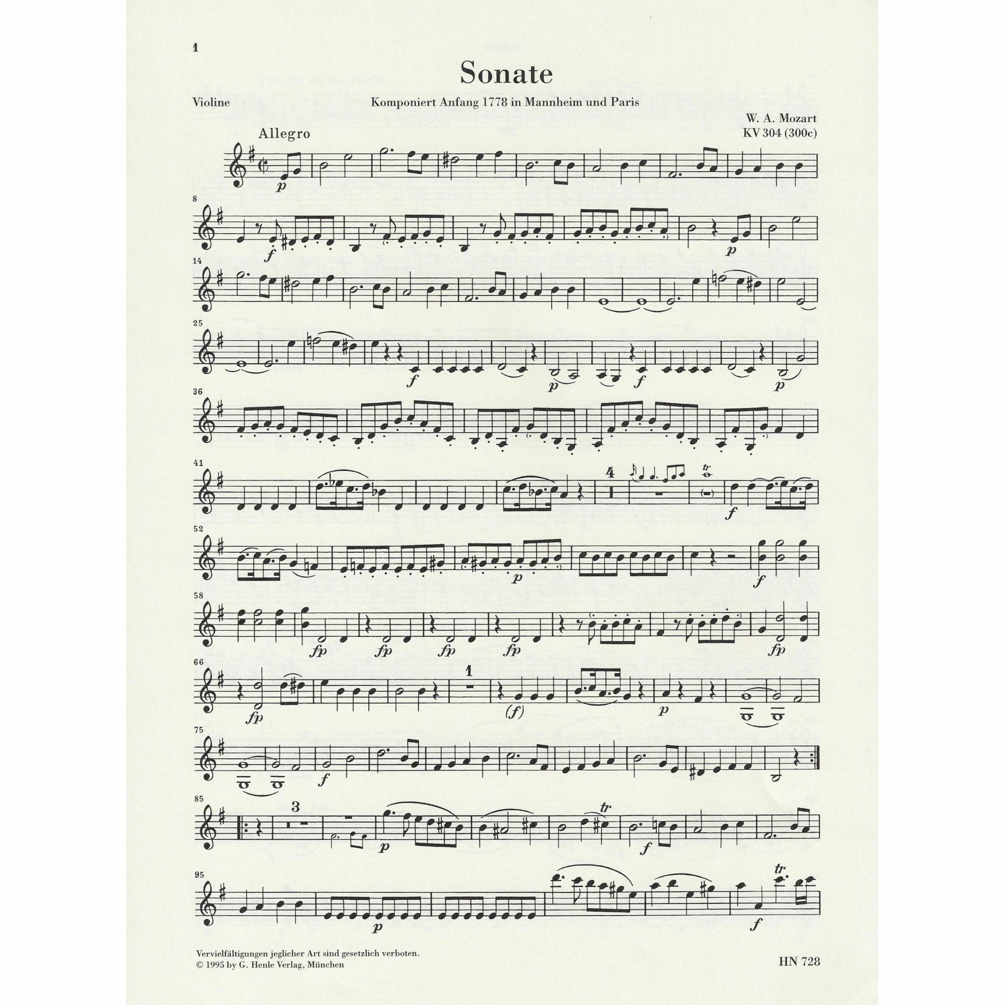 Sample: Urtext Violin Part