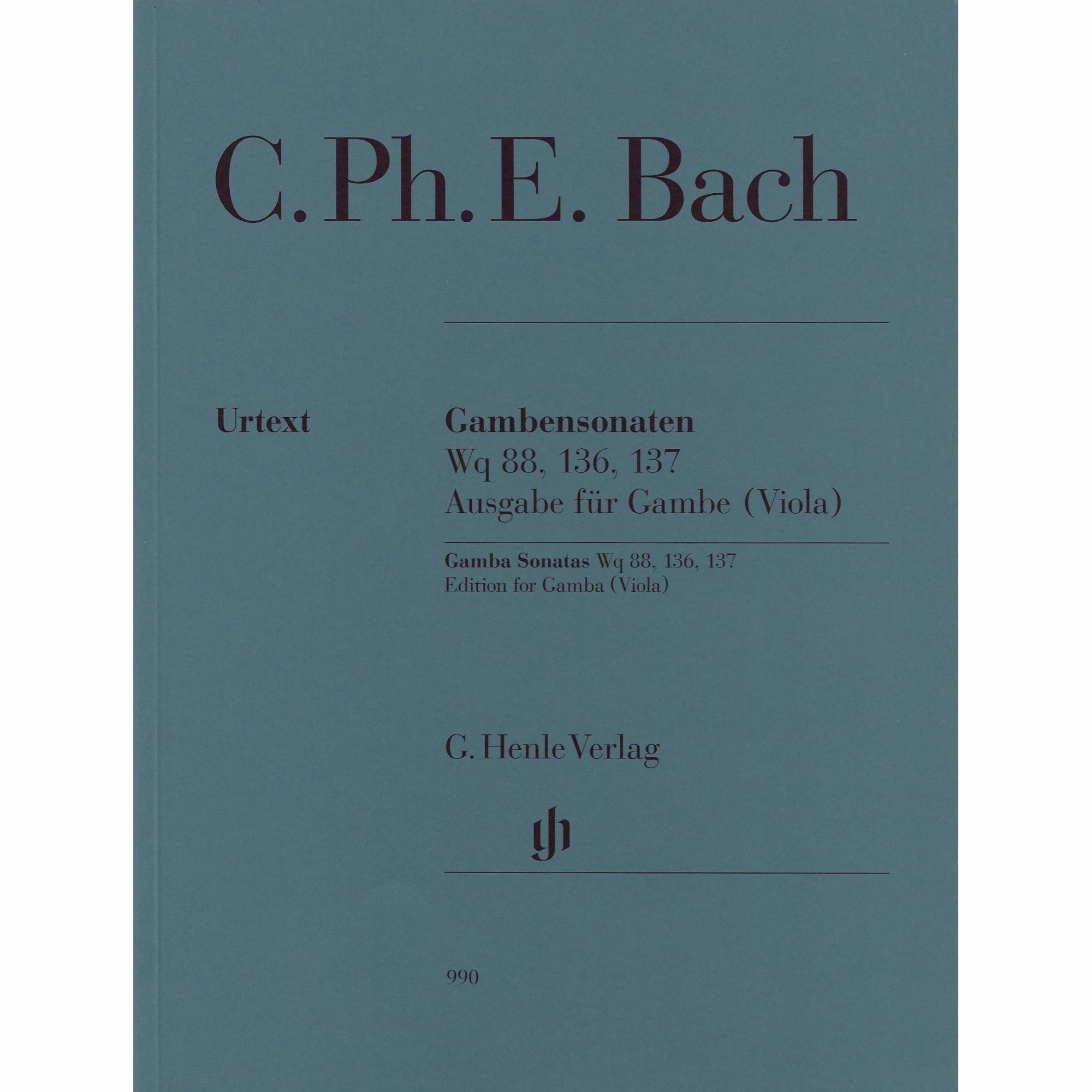 Bach, C. P. E -- Gamba Sonatas, Wq 88, 136 & 137 for Viola and Basso Continuo