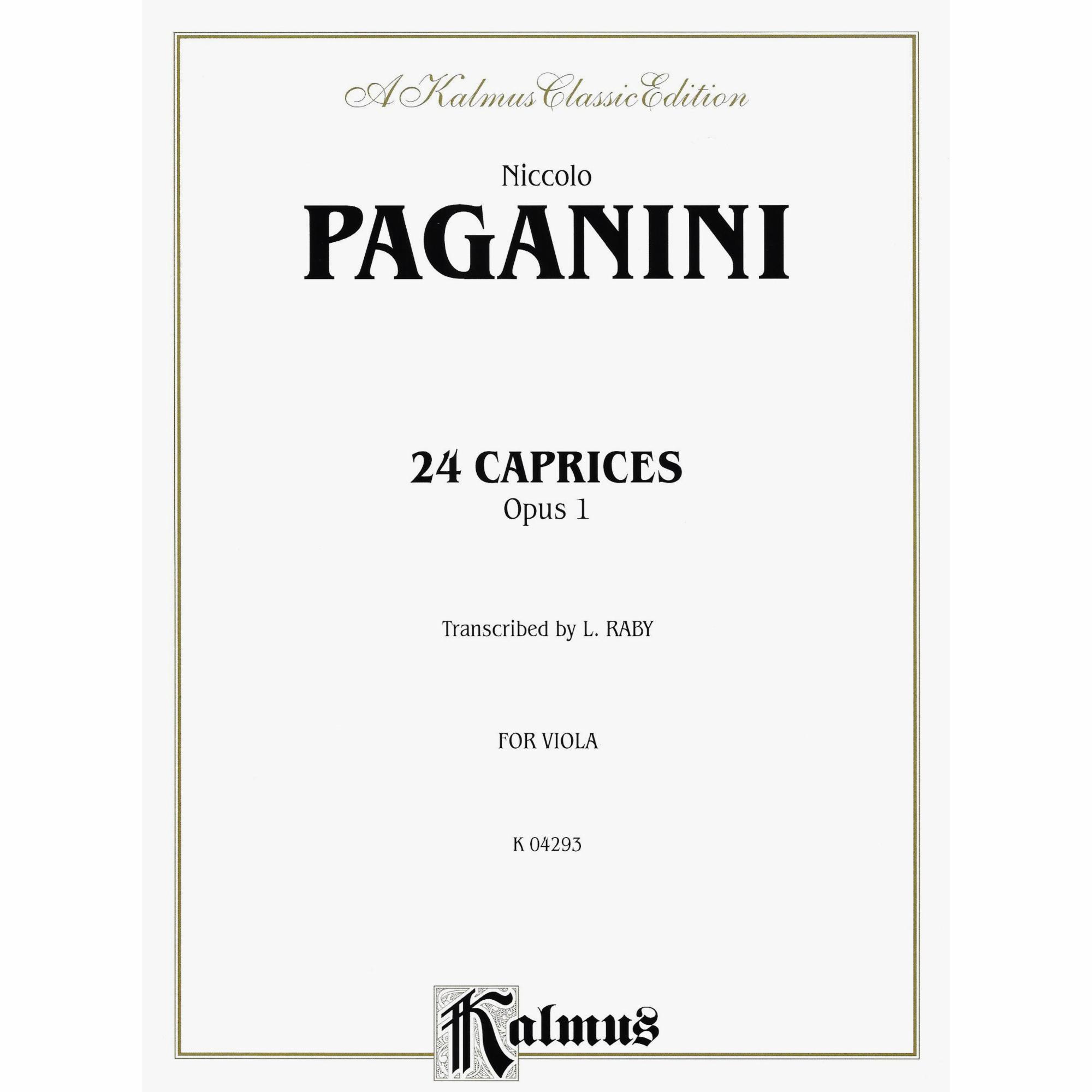 Paganini -- 24 Caprices, Op. 1 for Solo Viola