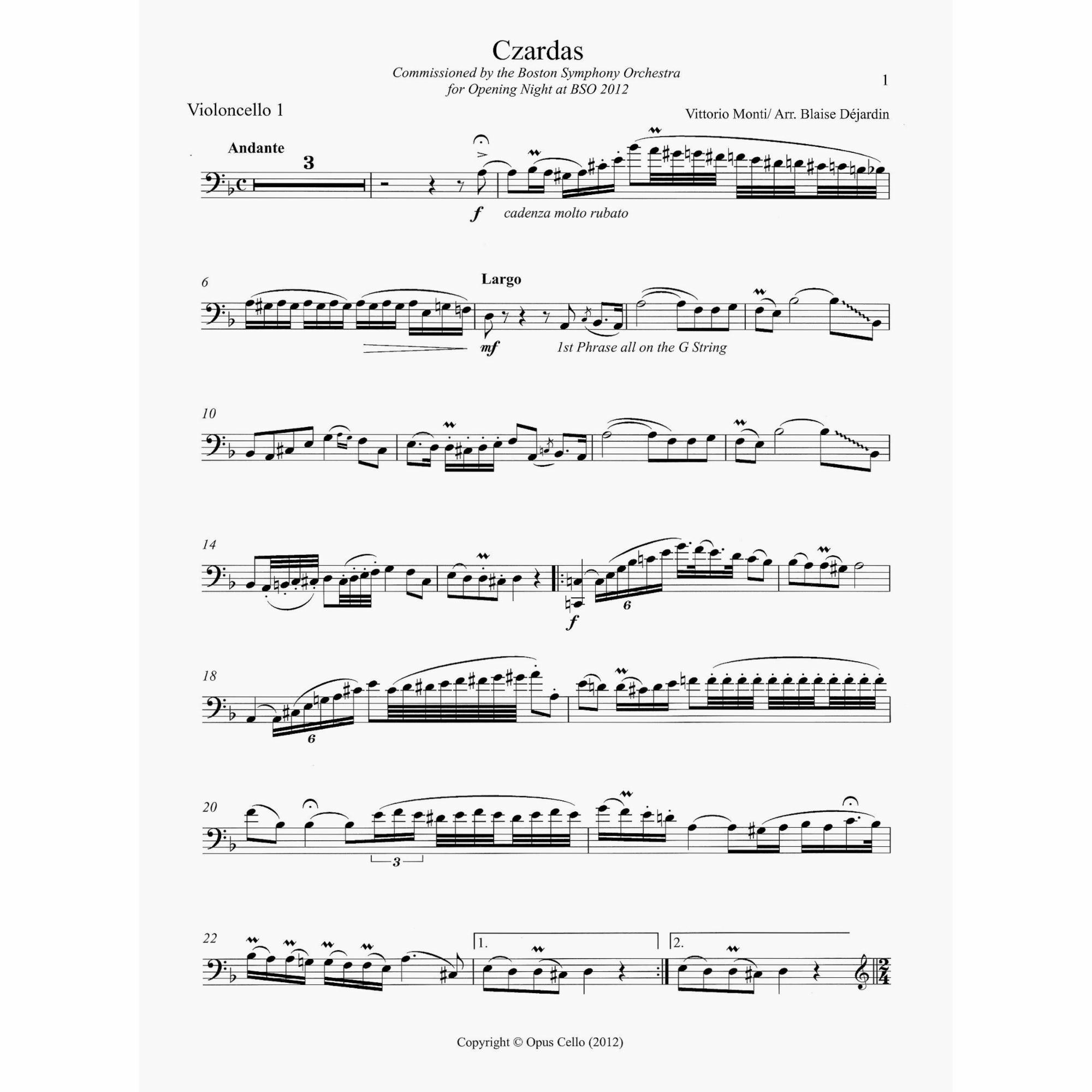 Sample: Cello I Part