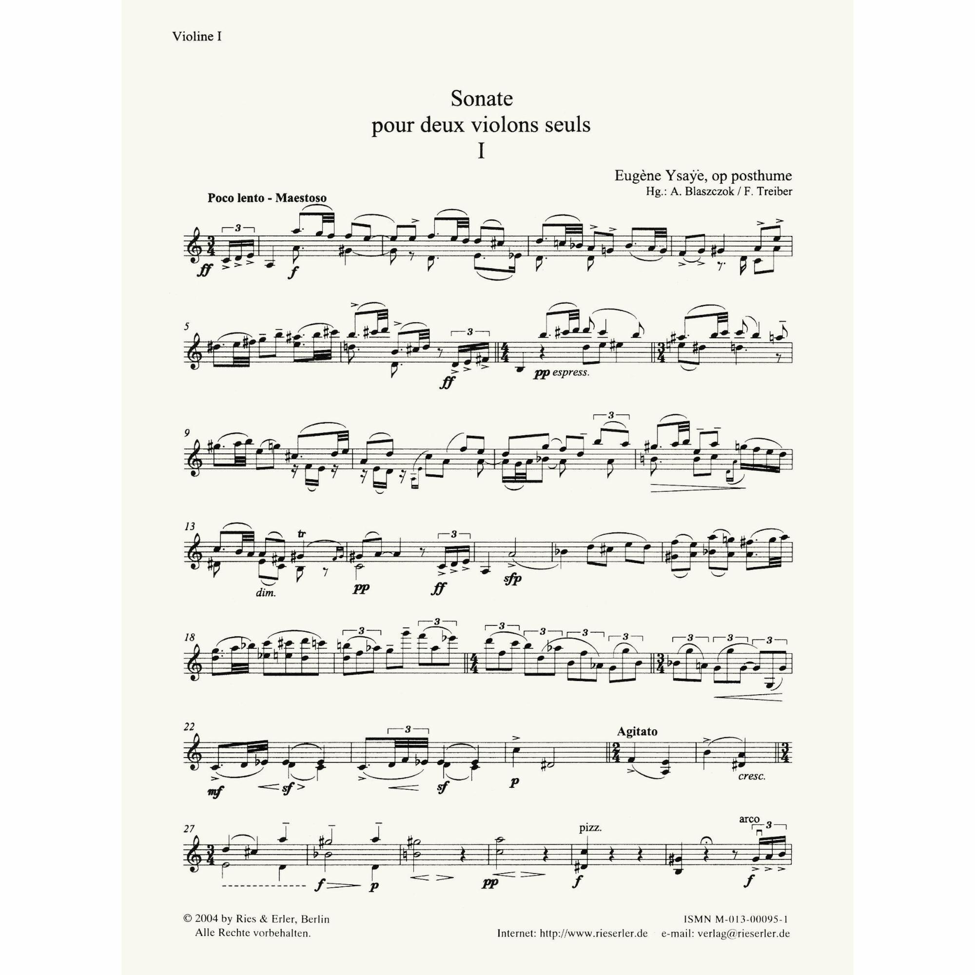 Sample: Violin I (Pg. 1)