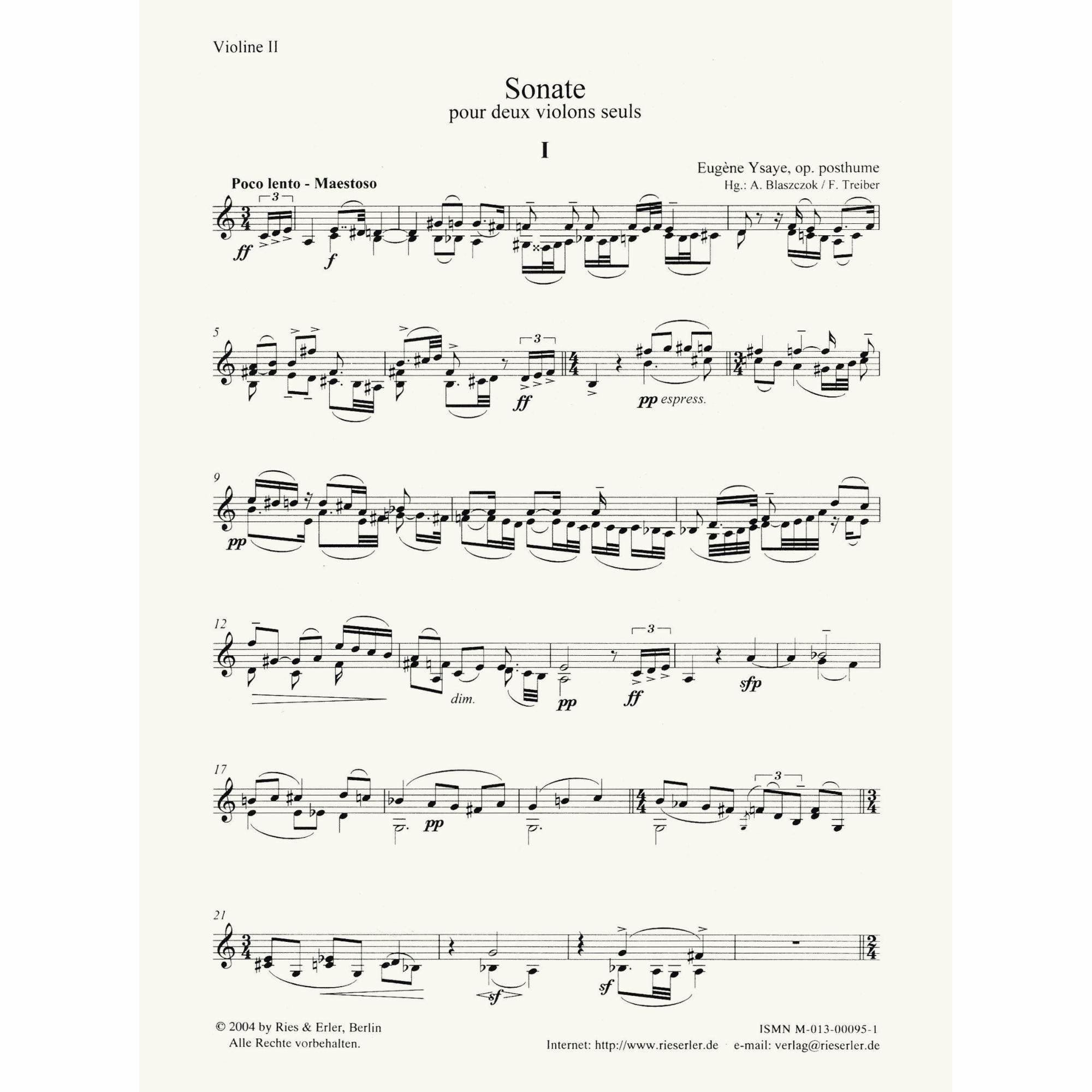 Sample: Violin II (Pg. 1)