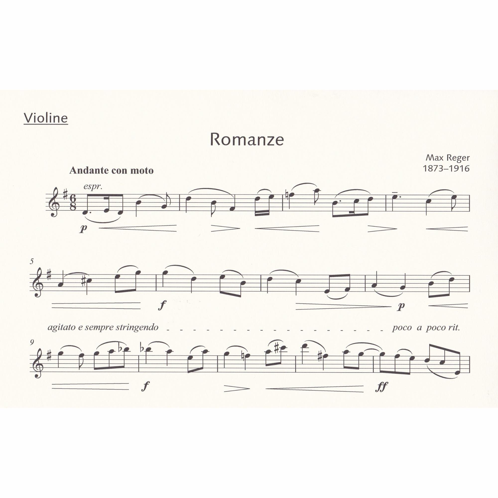 Reger -- Romance in G Major, WoO II/10 for Violin and Piano