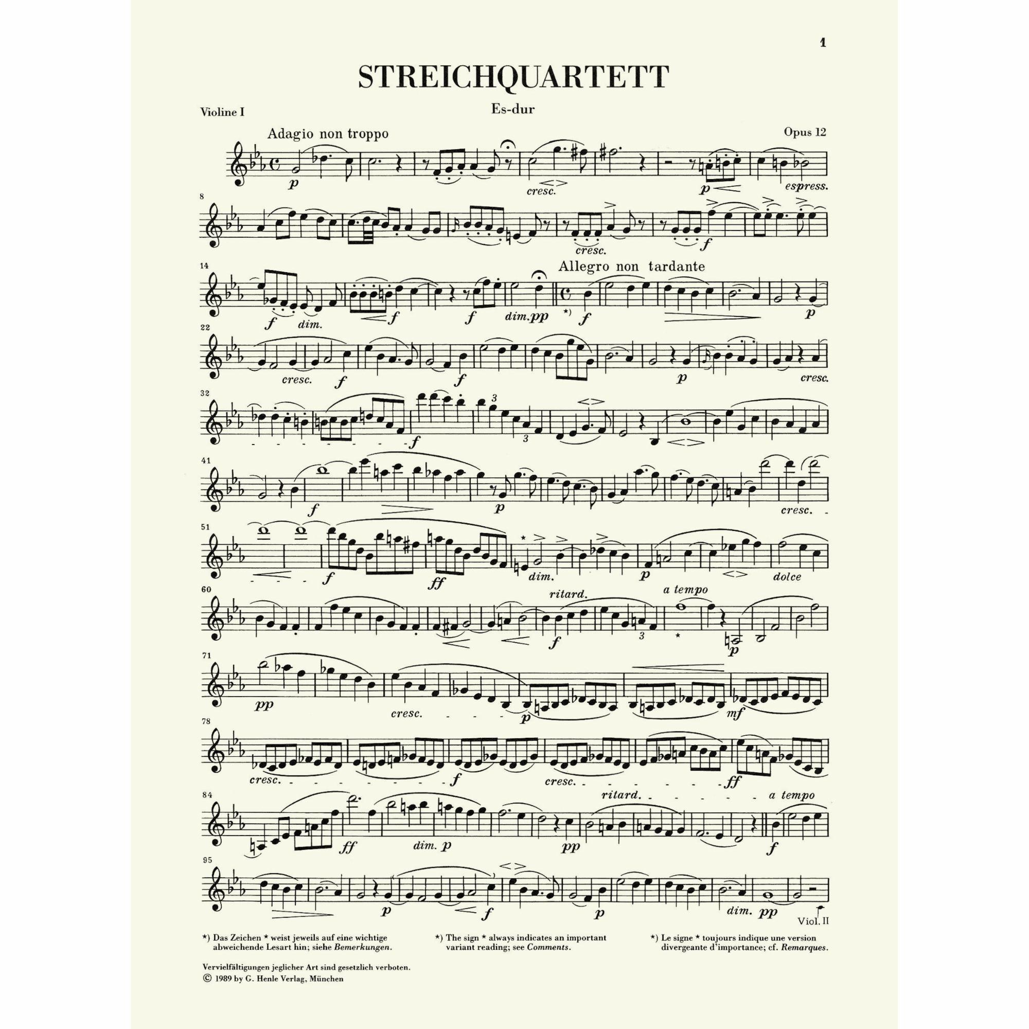 Sample: Violin I (Pg. 1)